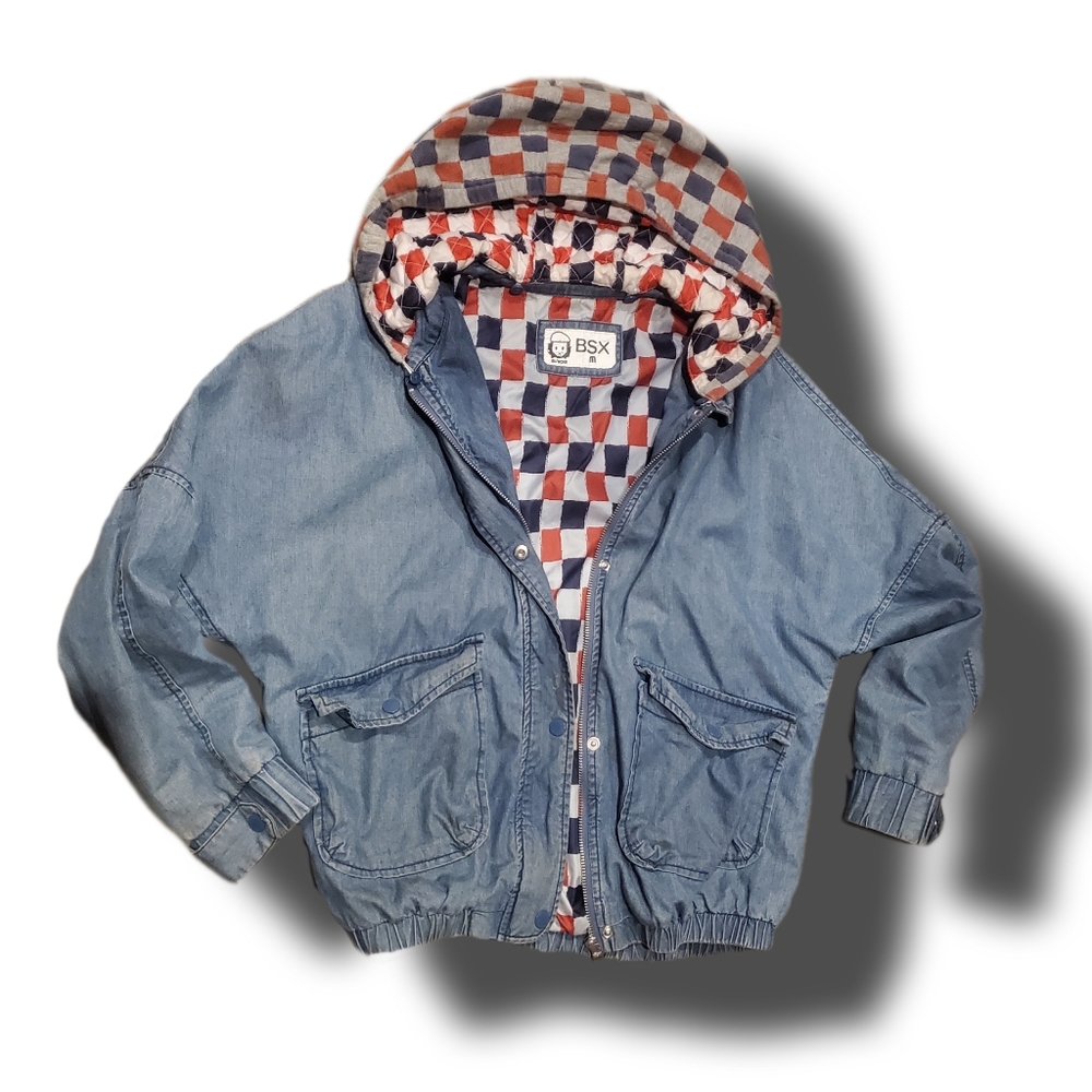 BSX 'MINICHE' Denim Jacket with Detachable Hood M